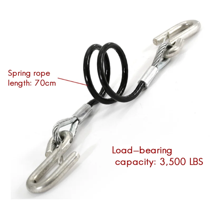 

AW-Trailer Safety Towing Cable With Two S Hook 3500Lbs Load Bearing 70CM Maximum Extension Length Spring Towing Rope For RV