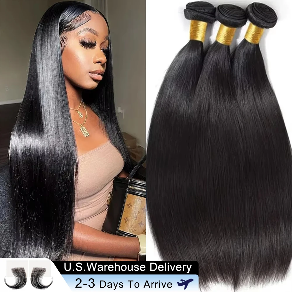 16A 14-38インチ ボーンストレート人毛ウィーブバンドル ブラジル産ナチュラルカラー 100%レミー人毛エクステ 3～4バンドルウィッグ