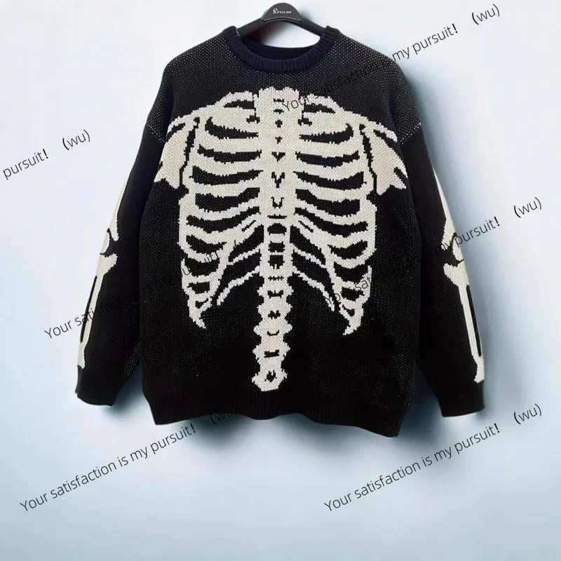 

Европейский и американский жаккардовый вязаный свитер контрастного цвета, осенне-зимний свободный повседневный свитер на Хэллоуин