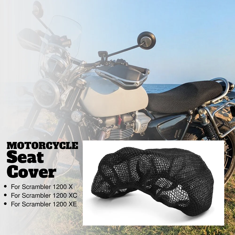 Summer Cooling 3D Mesh Seat Cover, Anti-Slip UV Protection Motorcycle Net Cushion For Scrambler 1200X 1200XC 1200XE 1200 X XC XE