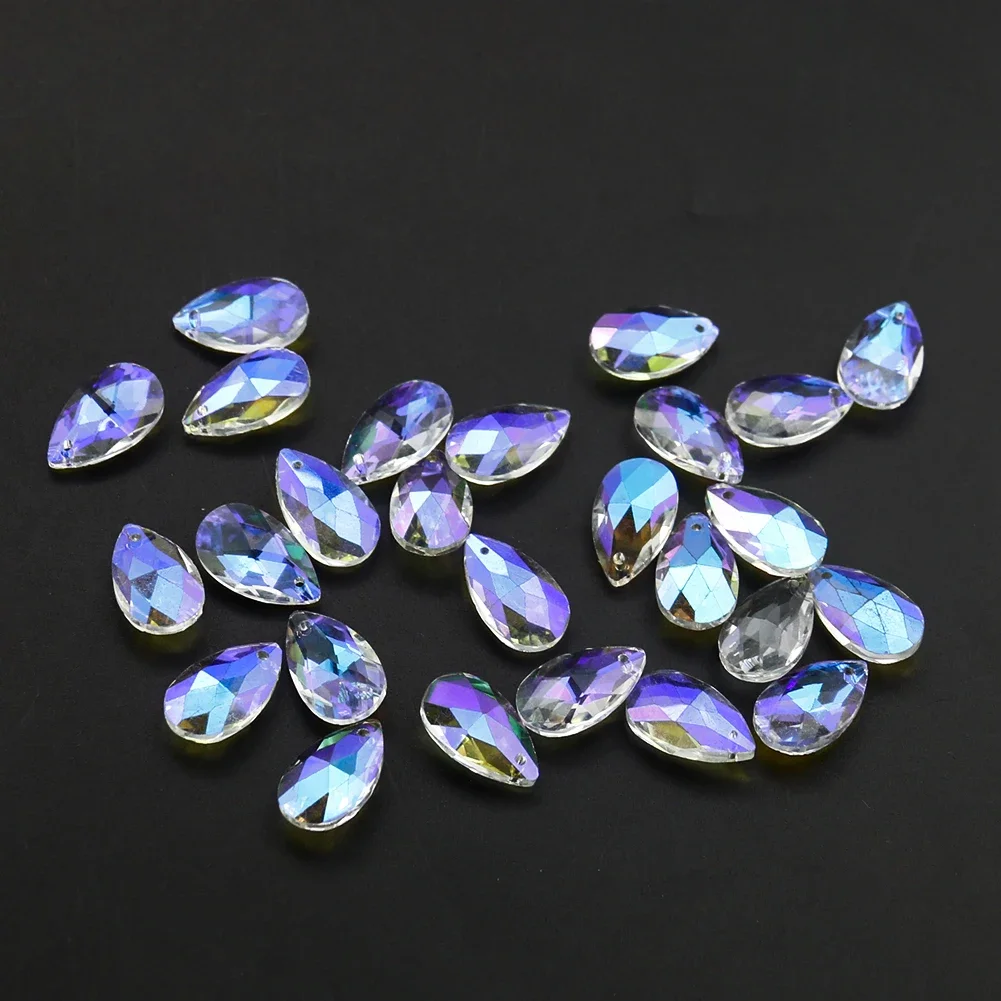 10PCS 20mm Teardrop Crystal Prism Bead Suncatcher Rainbow Maker Hanging Decor Chandelier Replacement Parts DIY Jewelry Making