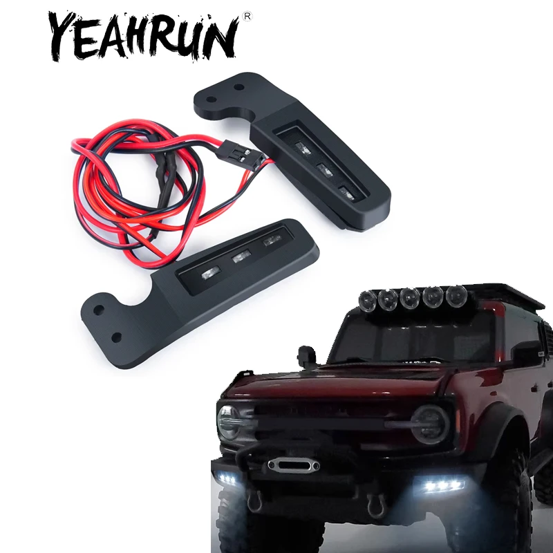 YEAHRUN Frontstoßstange Seite LED-Leuchten Scheinwerfer Lampe für 1/10 RC Crawler Auto TRX-4 Bronco Dekoration Teile