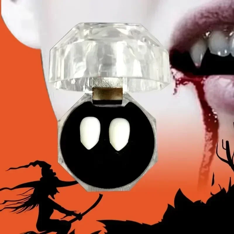 هالوين مصاص دماء الأسنان الأنياب أطقم الأسنان الدعائم زي حفلة الهالوين لتقوم بها بنفسك تأثيري الدعائم كاذبة الأسنان الراتنج الأنياب مع الغراء الصلب