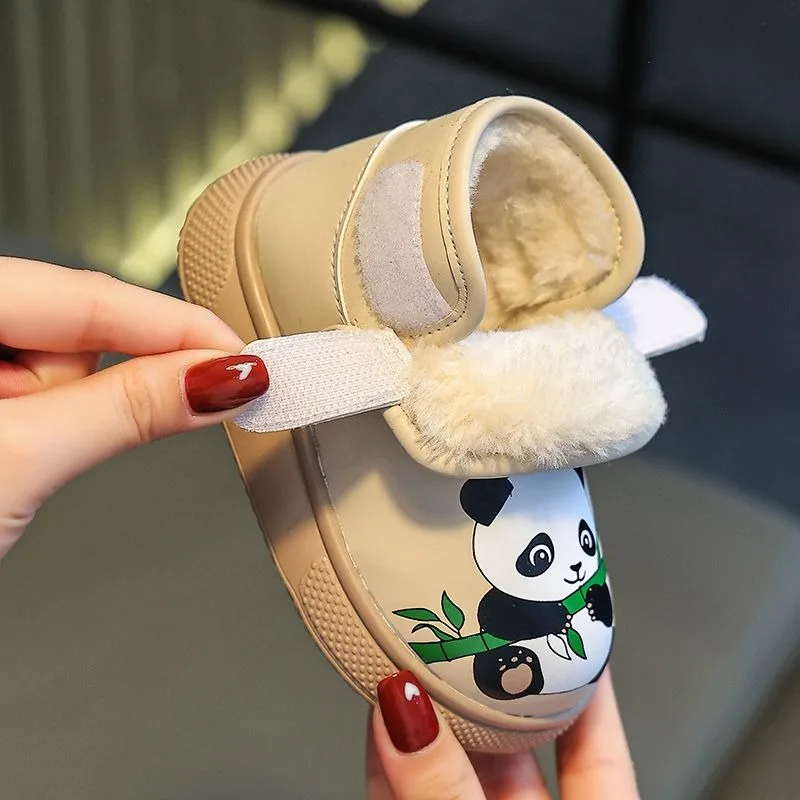 

Baby Boy Winter Snow Boots Waterproof Non Slip Toddler First Walking Shoes with Soft Sole Fleece Lining Cute Animal Cartoon