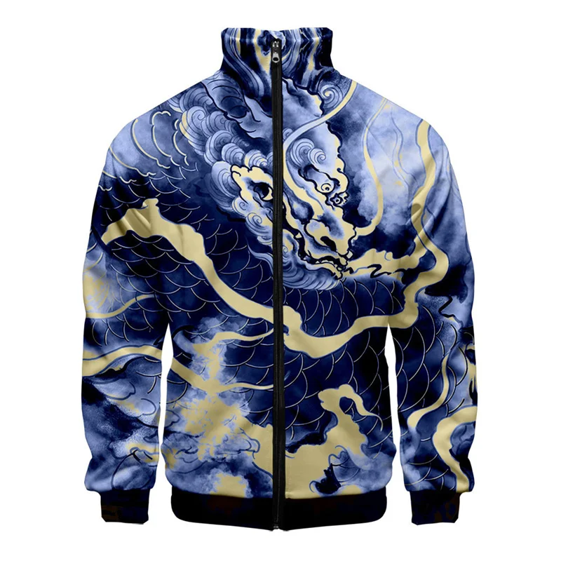 Chinese Myth Kirin 3d Printed Jacket Men Cool Street Oversized Animal Graphic Coat Spring Autumn Tops Zipper Jackets Clothes