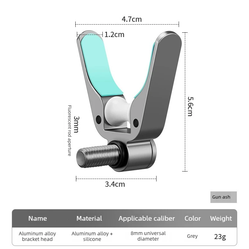 1pc Aluminum Alloy Carp Fishing Rod Rest Head Gripper Holder with Screw Thread, Non-Slip Grip Base -  Protect Fishing Rod
