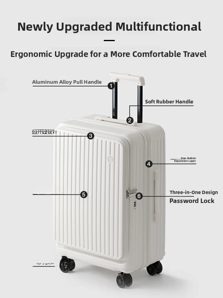 

Expandable 20-Inch Lage Side Opening Cover Travel Suitcase ex Boarding Bag 24-Inch Password Box 28-Inch Pulling Box