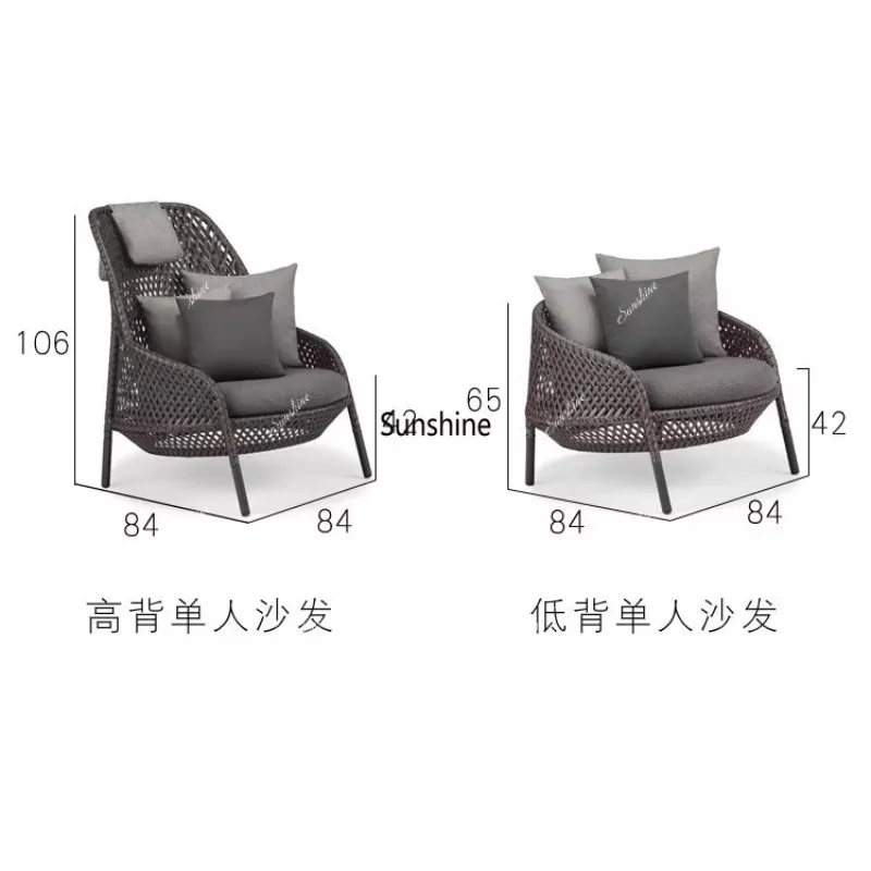 YOutdoor courtyard rattan sofa terrace lazy garden leisure combination