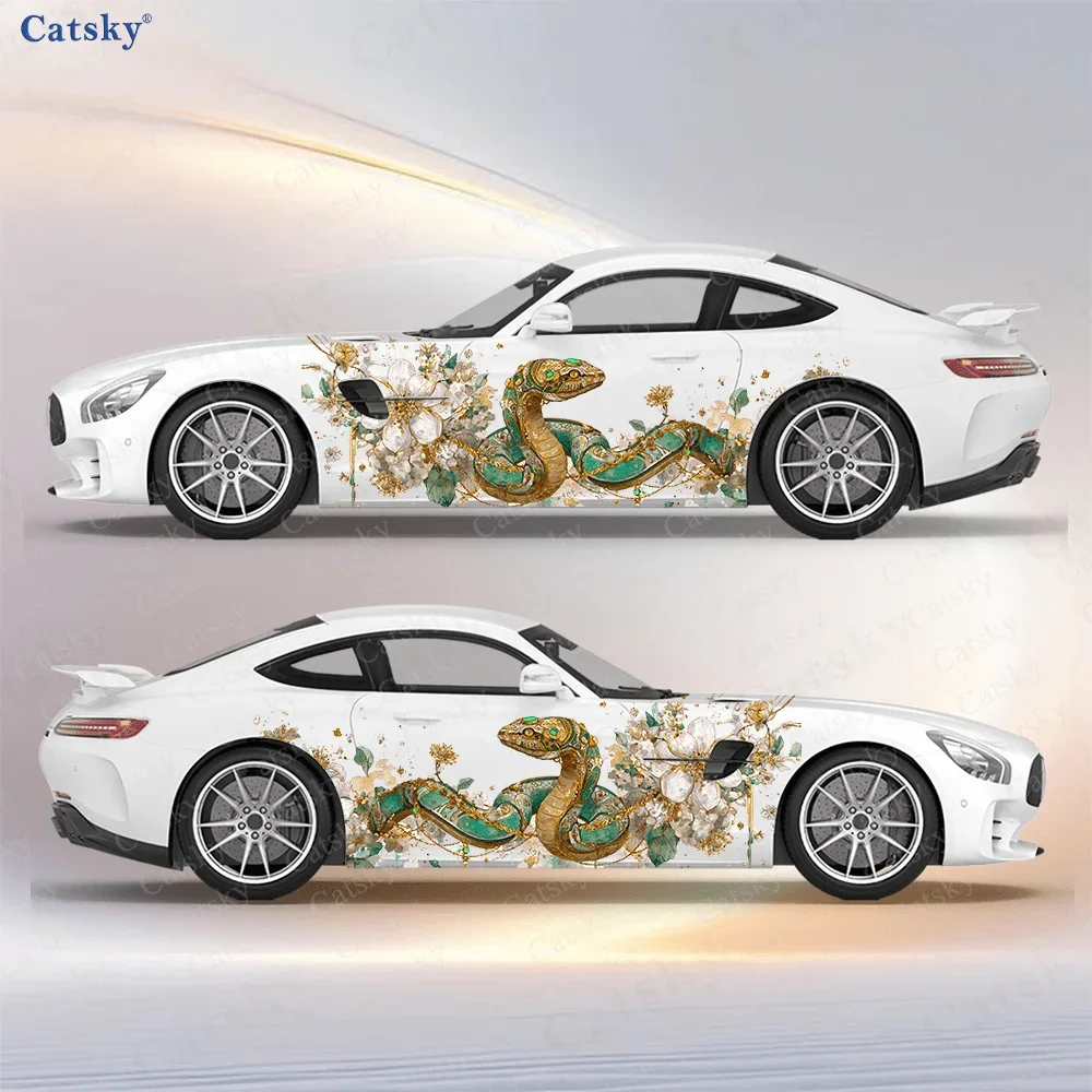 

Indian Green Gem Snake Flower Car Side Sticker Decor,PVC Waterproof Scratch Resistant Decal,Car Protection,Auto Accessories Gift