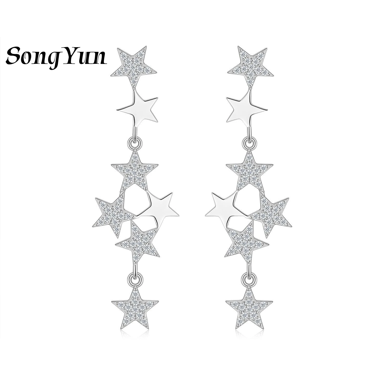 

SONGYUN Brand Jewelry 925 Sterling Silver Earrings Moissanite Diamond Drop for Ladies Real Gold Plated Stud Drop Earrings