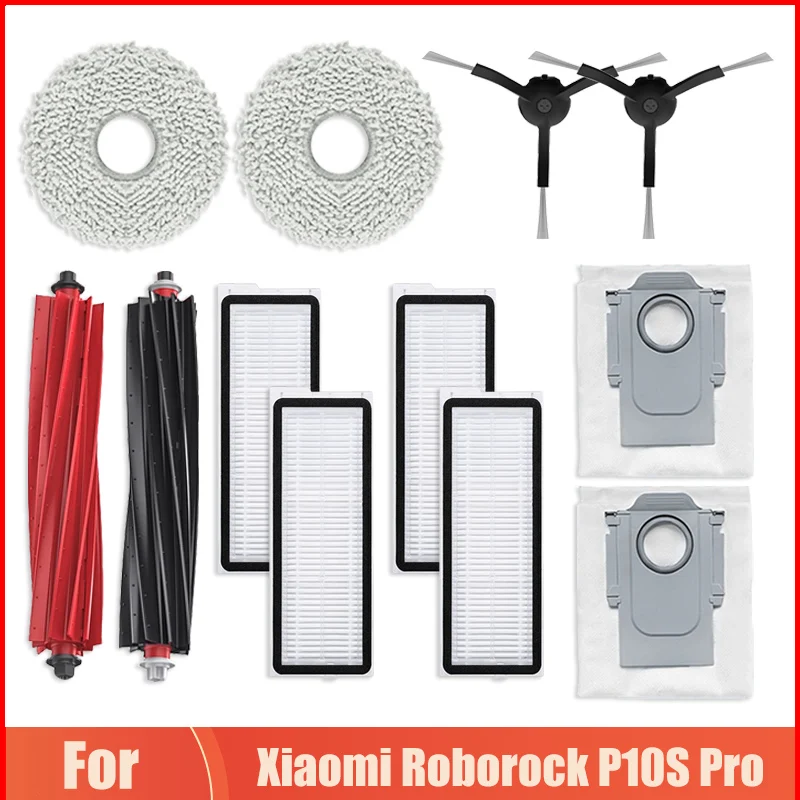 For Xiaomi Roborock P10S Pro Robotic Vacuum Cleaner Parts Hepa Filter Mop Cloth Rags Dust Bags Roller Side Brush Accessories