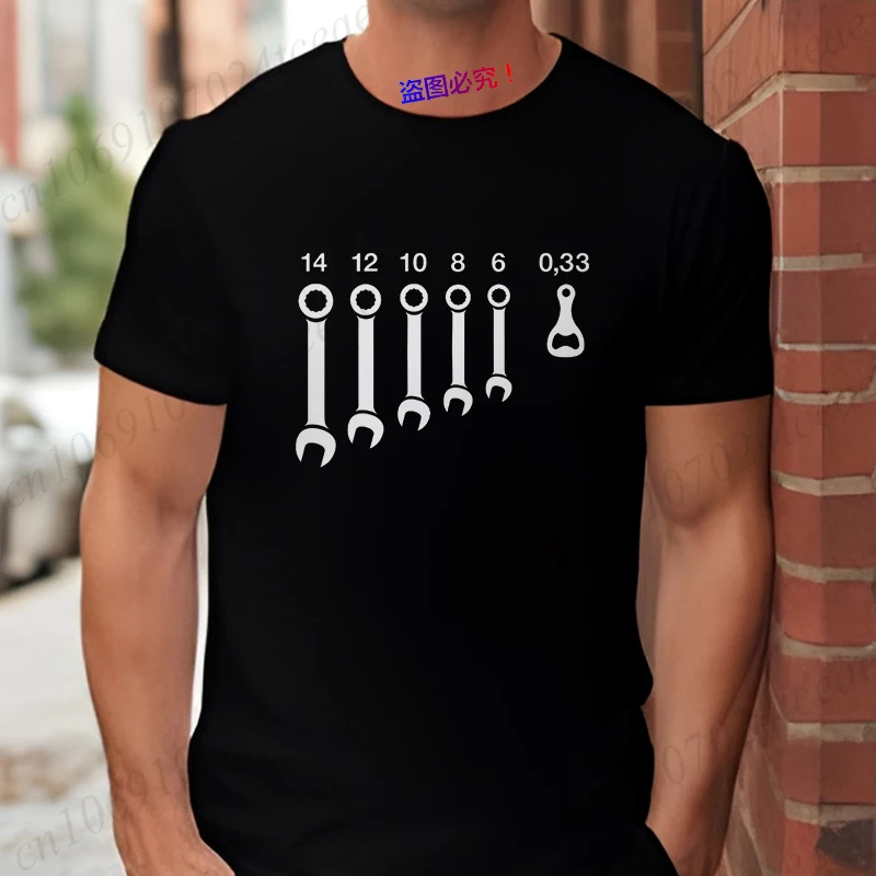 T Shirts for Men Clothing Wrench Wrenches Beer Bottle Opener Tools Humorous Graphic Tops T-Shirts Crewneck Short Sleeve Tees