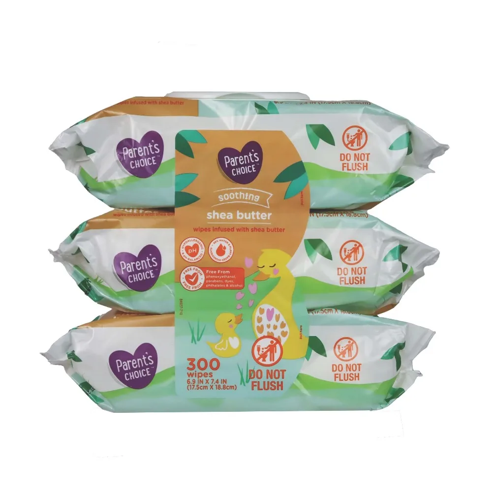 Toallitas Húmedas para Bebé con Manteca de Karité, Hipoalergénicas y Suaves para Piel Sensible, 300 Unidades, Toallitas Limpiadoras Suaves y Gruesas para Recién Nacidos, Bebés y Niños Pequeños con Aloe Vera y Vitamina E
