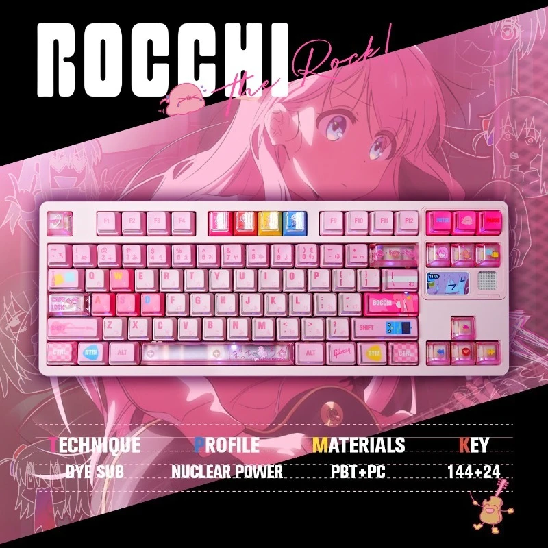 

Bocchi The Rock Theme Keycaps Set Customized PBT Cherry/Nuclear Power Profile Keyboard Cap for Mechanical Keyboard Accessories