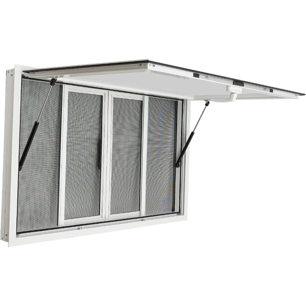 Concession Window for Food Trucks, Aluminum Alloy Food Truck Service Window with 4 Horizontal Sliding Windows