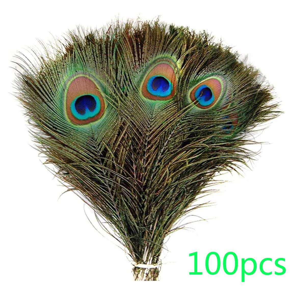 

100pcs 25-30Cm Natural Tail Eye Decorations Craft Art Dress Hats Bridal Costume Party Home Arrangements