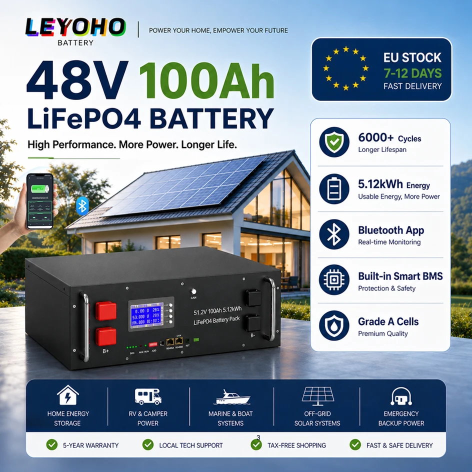 Lifepo4 12V 100Ah Bms Bluetooth - EU STOCK LiFePO4 48V 100Ah 300Ah