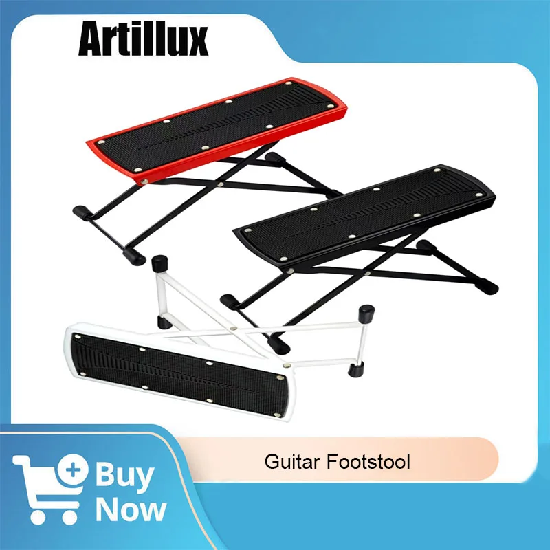 

1Pc Guitar Footrest Pedal Adjustable Folding 6 Position Height Footboard 3 Colors Steel + Iron + Rubber For Guitar Accessories