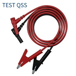 QSS 1M 2PCS Multimeter Test Lead Banana Plug to Alligator Clips Wire Cable with Insulators Copper Clips Red Black Q.70065