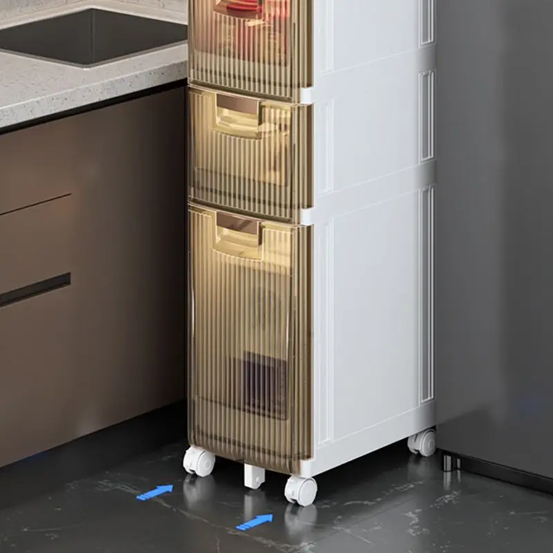 Multi-Layer Bathroom Cabinet Storage Rack Toilet Drawer Organizer Narrow Household Bath Kitchen Shelves Side Cabinet Restroom
