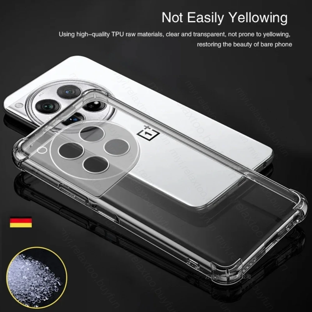 Transparent Airbags TPU Soft Case For OnePlus 12 5G Camera Protect Shockproof Coque On OnePlus12 One Plus 12 Plus12 1+12 6.82