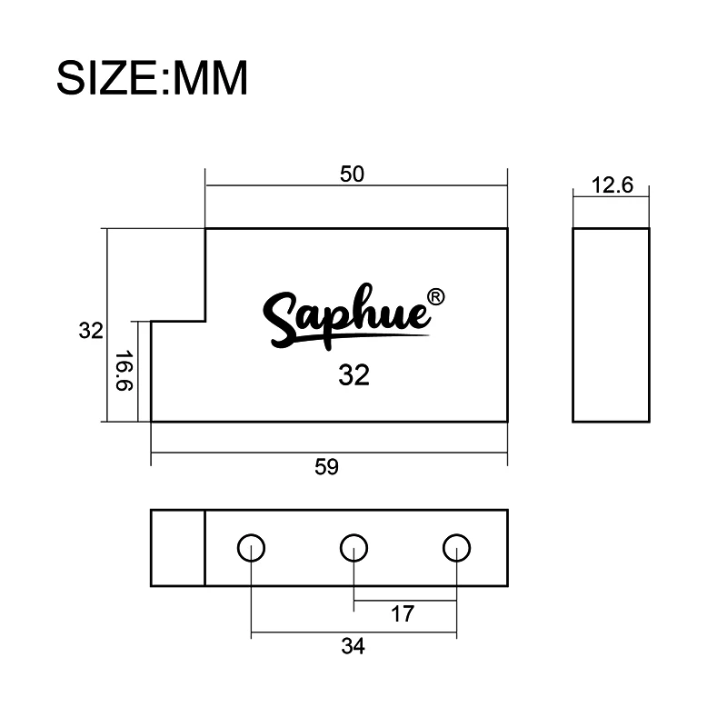 SAPHUE CNC precisely machined Ultra Solid 32mm Fat Brass L Shape Tremolo Block for FR Locking Tremolo Bridge Electric Guitar