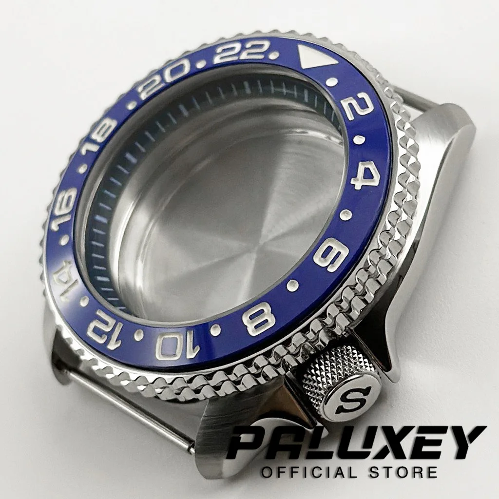 42MM 007 NH35 Koperta z niebieskim pierścieniem Koperta zegarka Pochylona ramka Dla NH34 NH35 NH36 NH38 NH70 Mechanizm 28,5 mm Mody tarczy