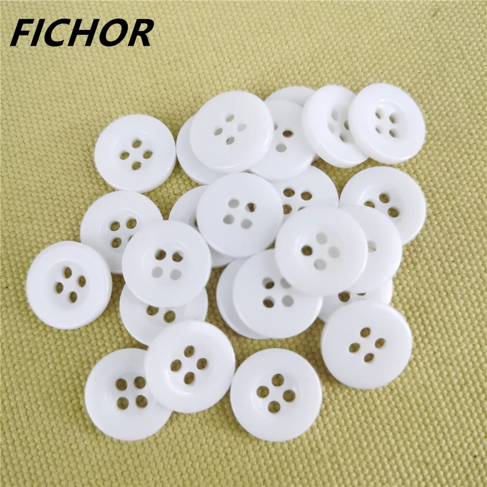 30/50pcs 12.5mm 4 Hole White Buttons Cute solid Color Resin Sewing Round Shape Button For Baby Kids Clothes DIY Accessories