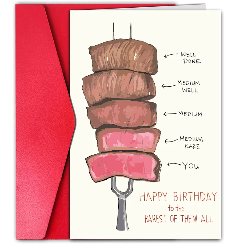 1 pc interesting barbecue meat skewers themed birthday card, the best birthday card for a good friend, family and colleagues.