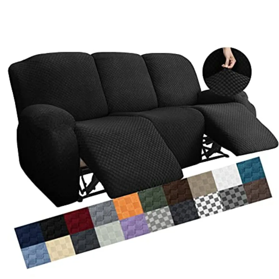 

Комплект из 8 предметов: Новейший эластичный жаккардовый чехол для дивана-реклайнера с боковым карманом, противоскользящий, на 3-местный диван/кресло