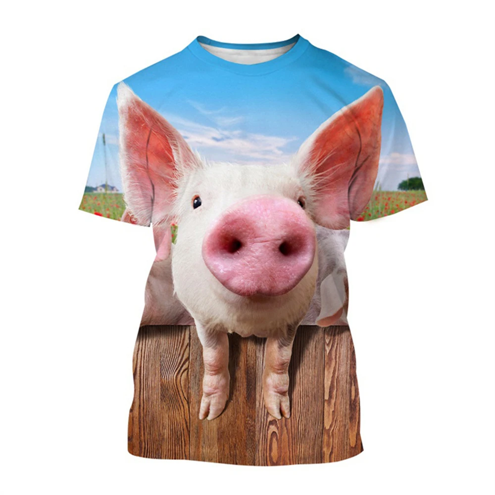 Pig Pattern 3D Printed Men's T Shirts Funny Summer Animals Crew Neck Short Sleeve Daily Casual Comfortable Tees Shirt Men Tops
