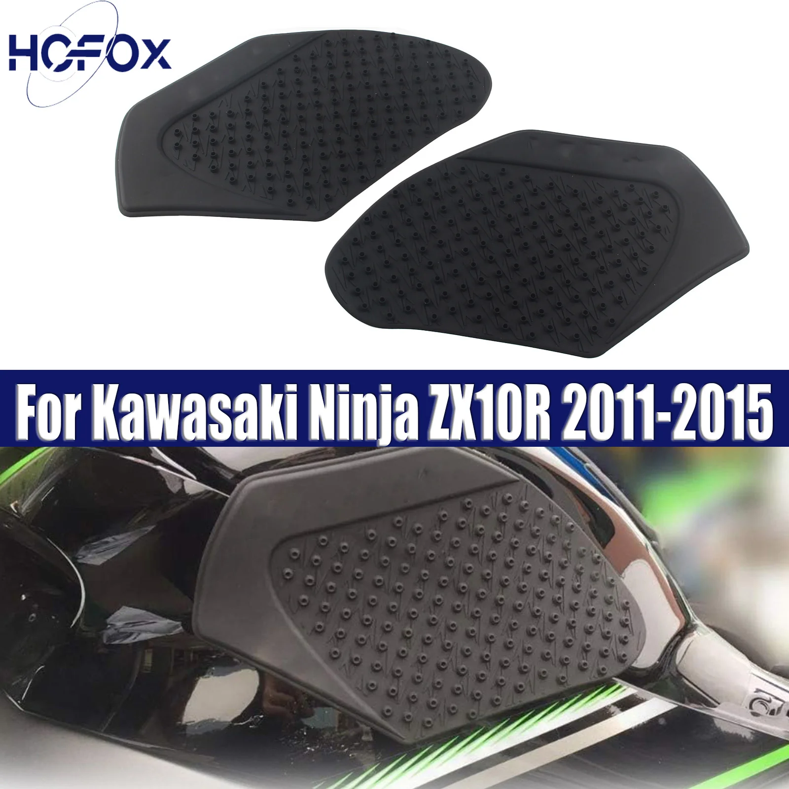 

For Kawasaki Ninja ZX10R 2011-2015 Fuel Gas Tank Pads Gas Fuel Knee Grip Sticker Left & Right With Logo