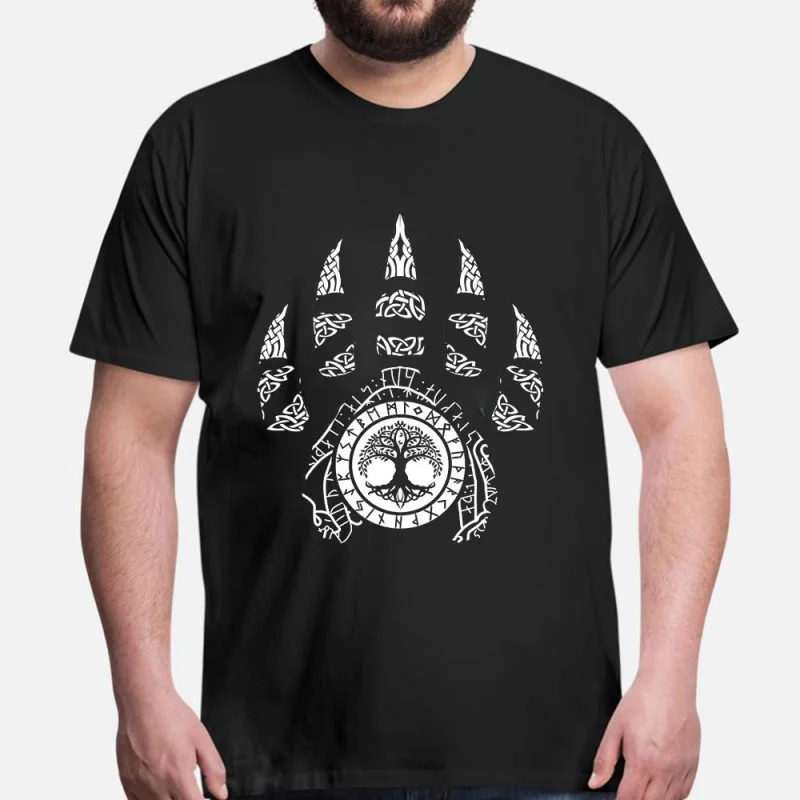 

0415 Fenrir wolf Gift T-Shirt Viking Runes Norse Myths Graphic clothes Tree of life printed Tee All size tops S-6XL