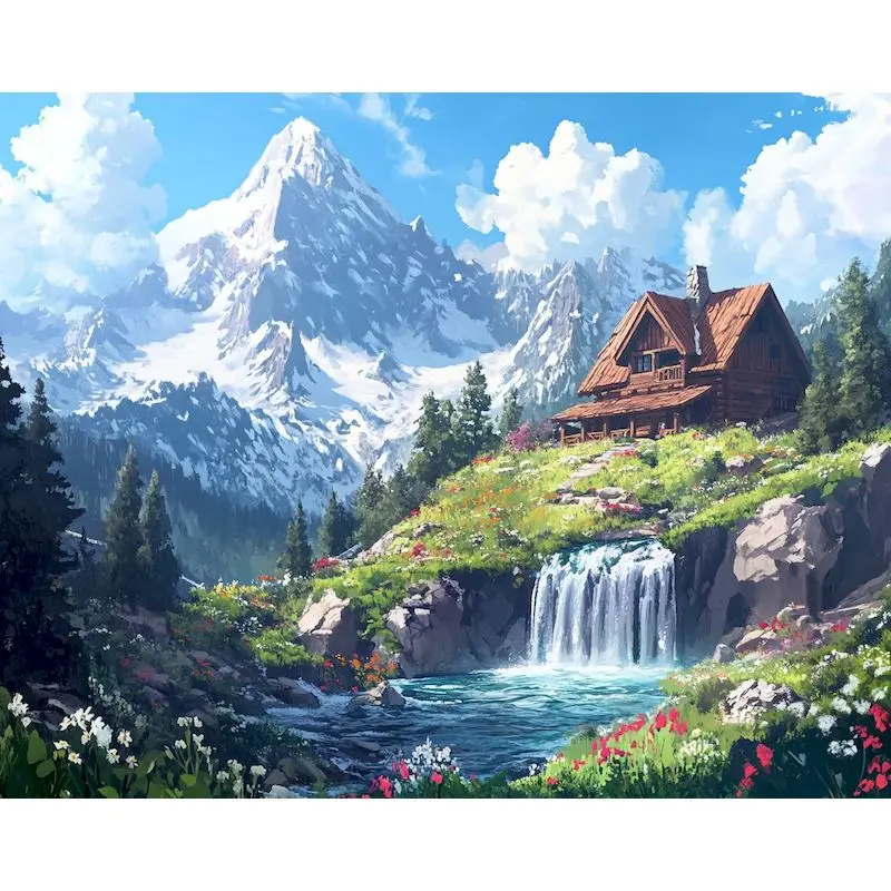 

RUOPOTY Modern Painting By Numbers Sea Of Flowers Kit Picture By Numbers Landscape Home Decoration For Adults Diy