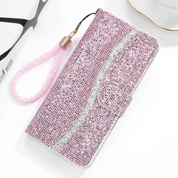 Glitter Leather Case For iPhone 13 11 12 14 15 16 17 Pro XS Max Mini XR X 8 7 Plus SE 2020 2022 SE3 Air 16E 17E Flip Case Cover