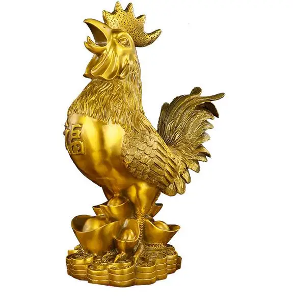 

rass Lucky Chicken Golden Chicken Copper Rooster Ornament Home Living Room Office Decoration