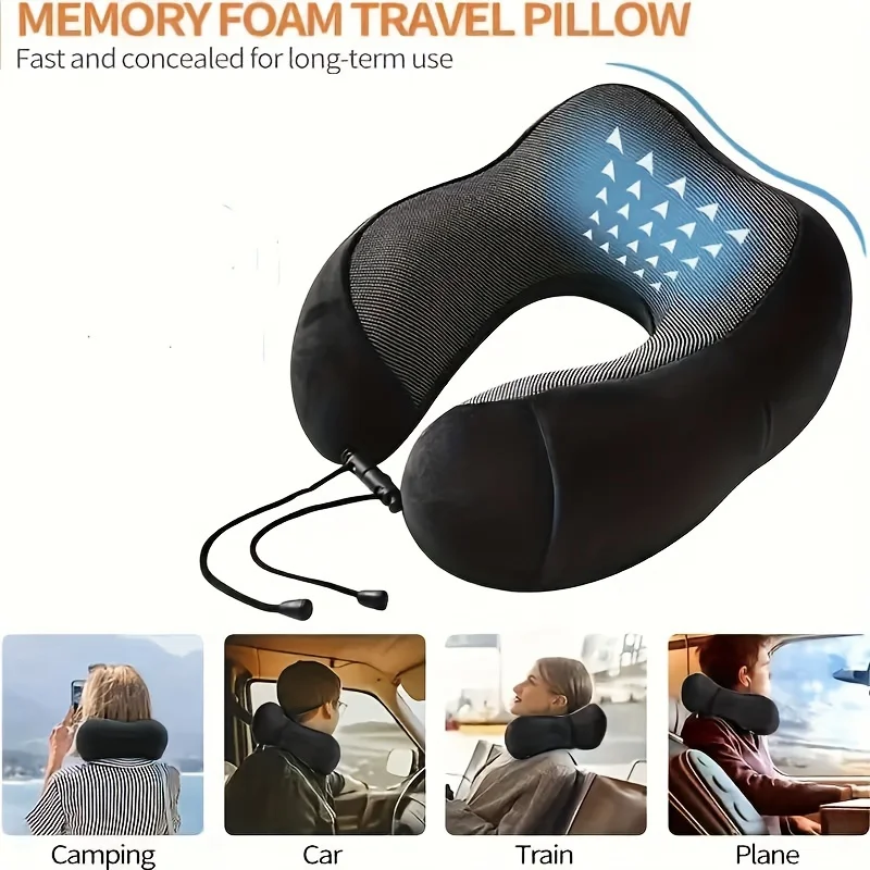 U Shaped Memory Foam Neck Pillows Soft Travel Pillow Massage Neck Pillow Sleeping Airplane Pillow Cervical Healthcare Bedding