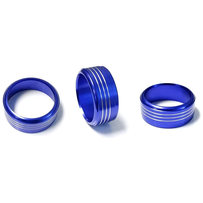 3Pcs Blue AC Climate Control Knob Ring Covers Compatible For Subaru WRX, STI, Impreza, Forester, XV Crosstrek