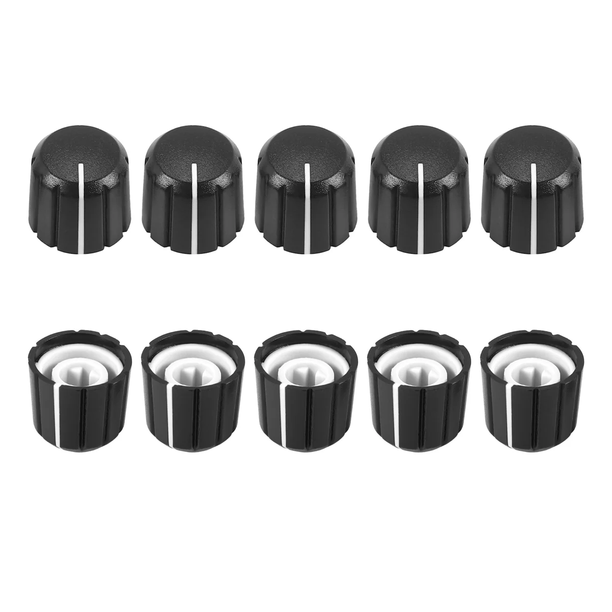 New 10Pcs Potentiometer Control Knobs for Electric Guitar Volume Tone Knobs Black D Type 6mm