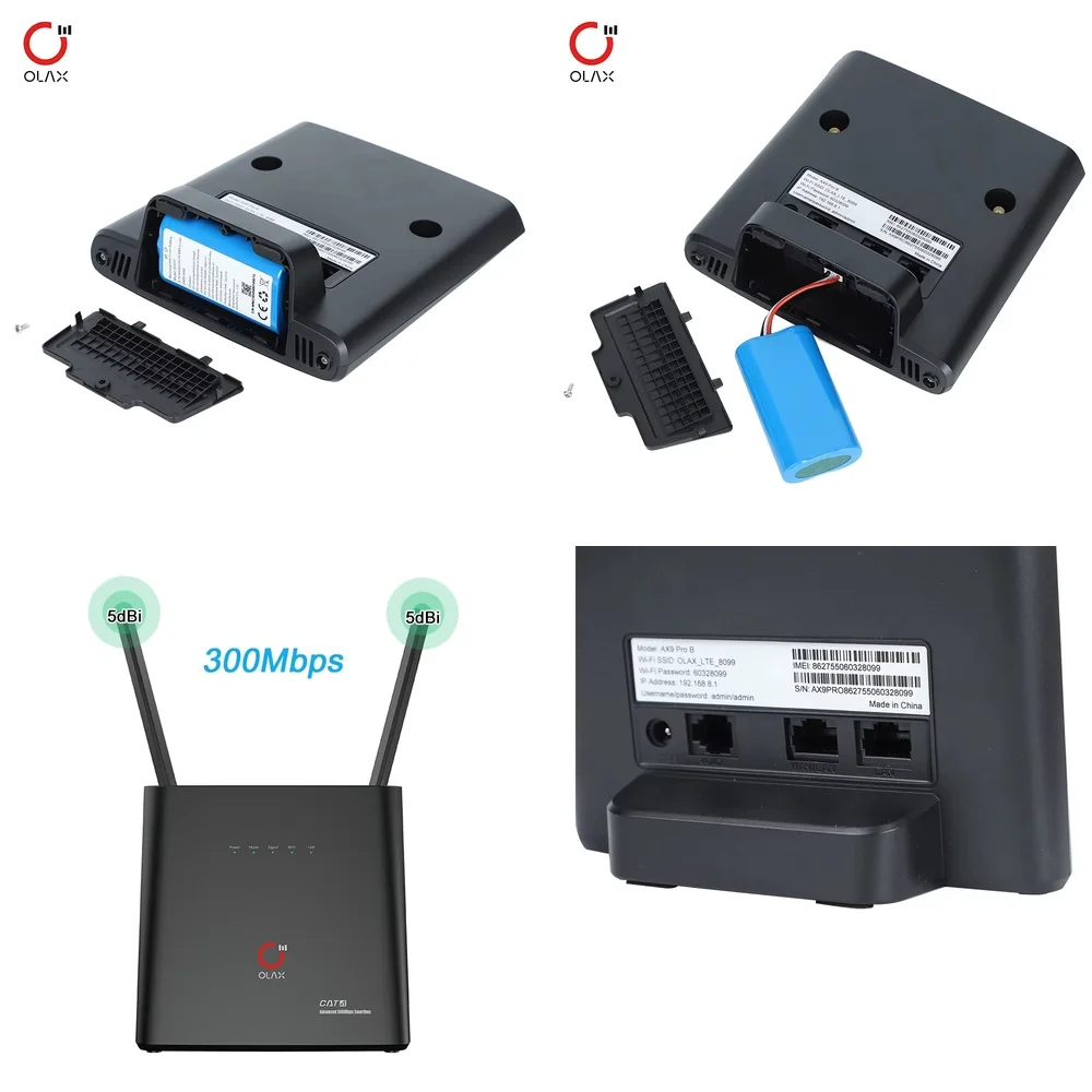 

For AX9 Pro Cat4 Portable 4G Router 300Mbps Dual Band WiFi Hotspot with Detachable Antenna .4GHz 5GHz Firewall VoIP Support