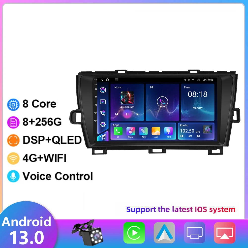 

8G+256G Android 13 For Toyota Prius XW30 2009 -2014 2015 Car Radio Multimedia Video Player GPS Navigation Stereo Carplay Auto