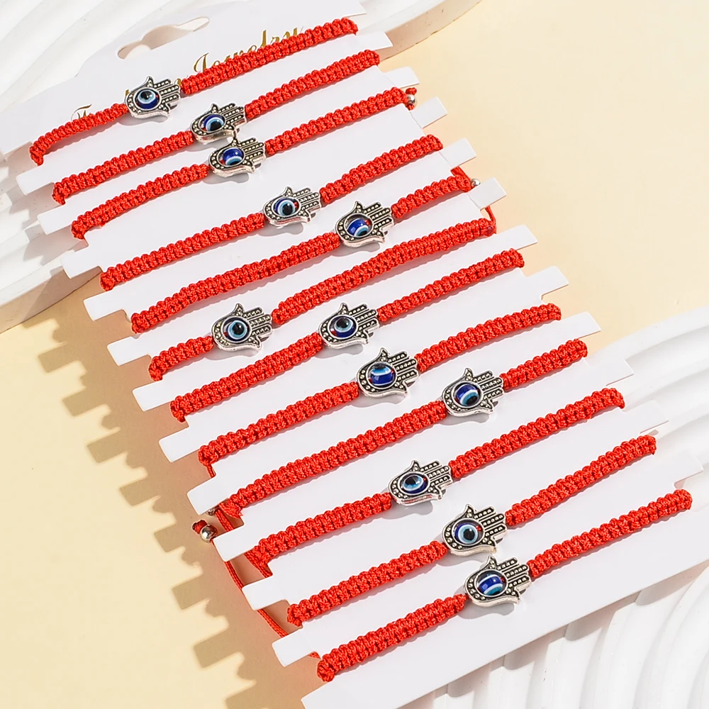 12 Piece Set of Red String Bracelet, Red Rope Bracelet, Adjustable Knot Bracelet, Eye Protection, Evil Eye, Good Luck