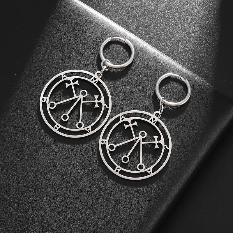 Stainless Steel Goth Devil Manifesto Symbol Hypoallergenic Earrings for Men Women Punk Trend Jewelry Gifts