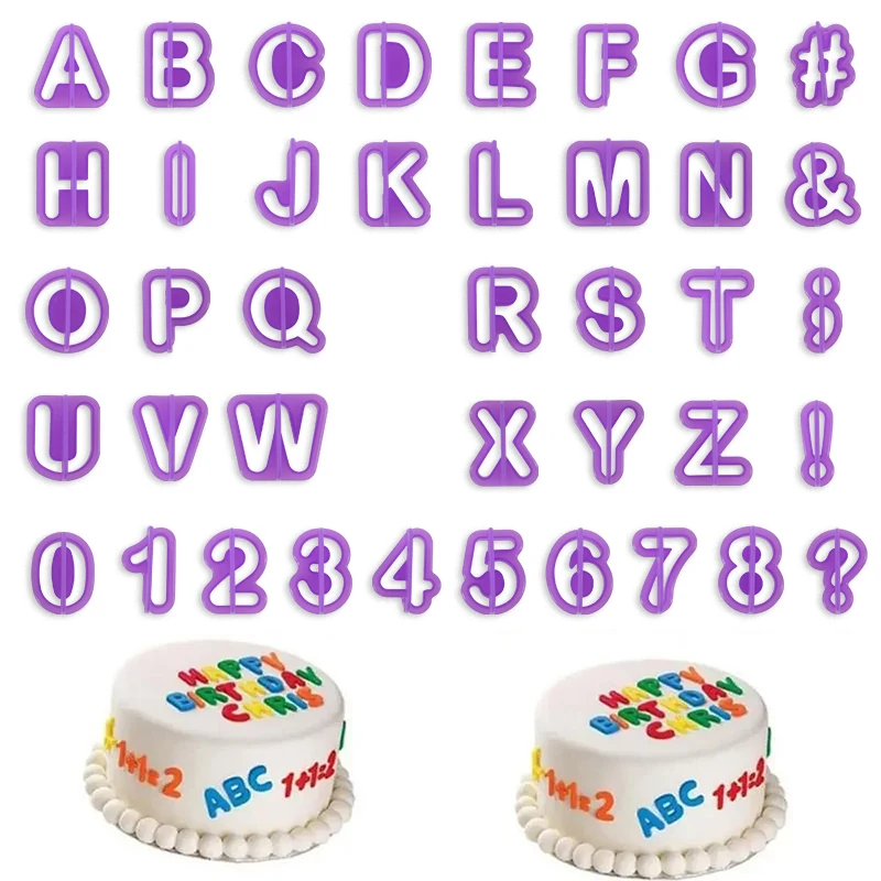 40pcs/set Alphabet Cake Molds Figure Plastic Letter Fondant Mold Icing Cookie Cutter Number Cake Mould Baking Decorating Tools