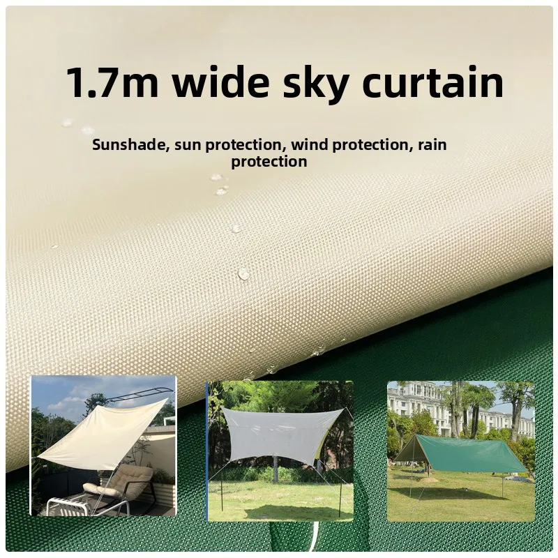 Waterproof Oxford Tarp Cloth 1.7m Width UV Resistant Windproof Sunshade Fabric for Camping Canopy Beach Pad Outdoor Tent Making