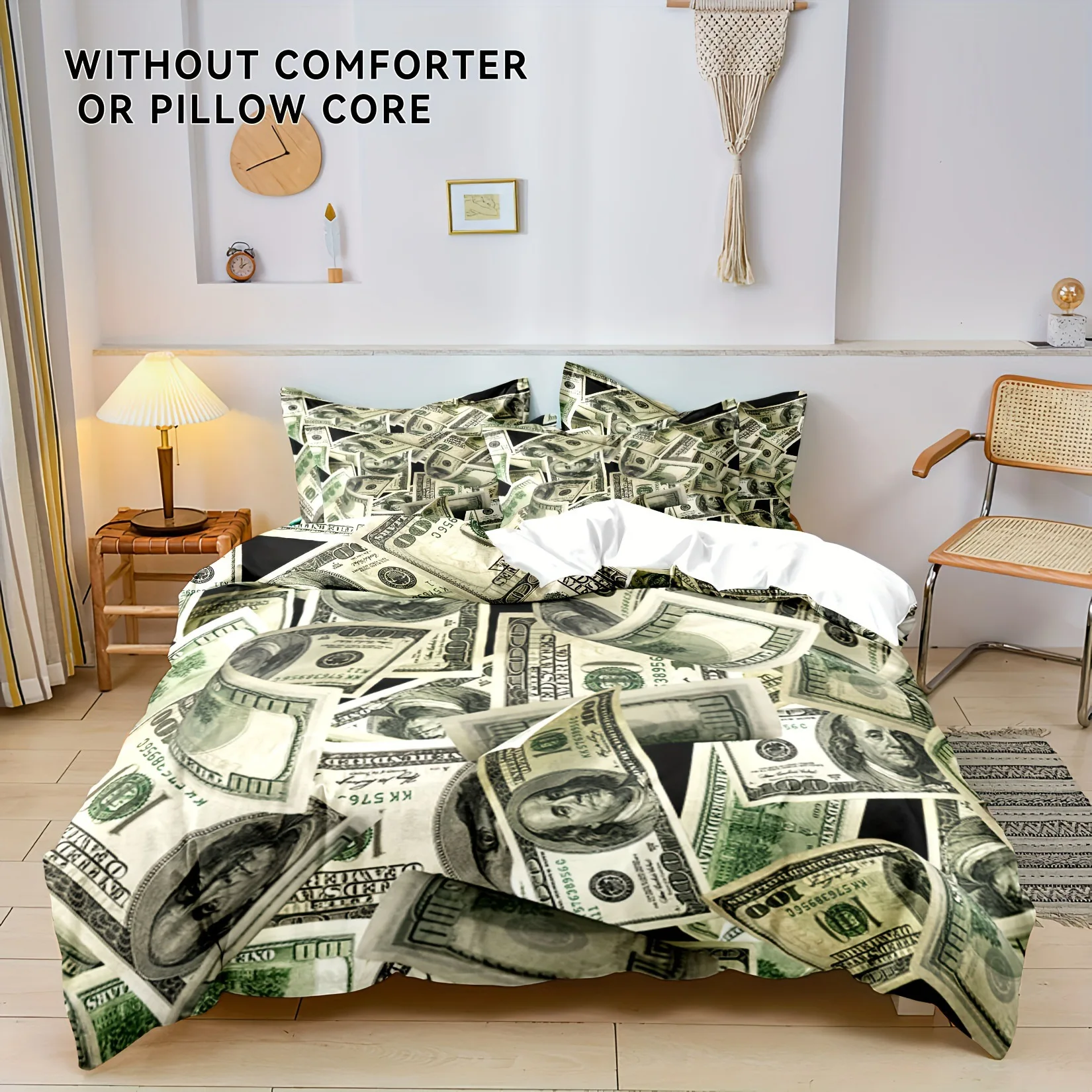 Money Duvet Cover Set Queen Size, One Hundred Dollar Bedding Sets For Boys Kids Men, Funny Cool Comforter Covers Bedroom Decor
