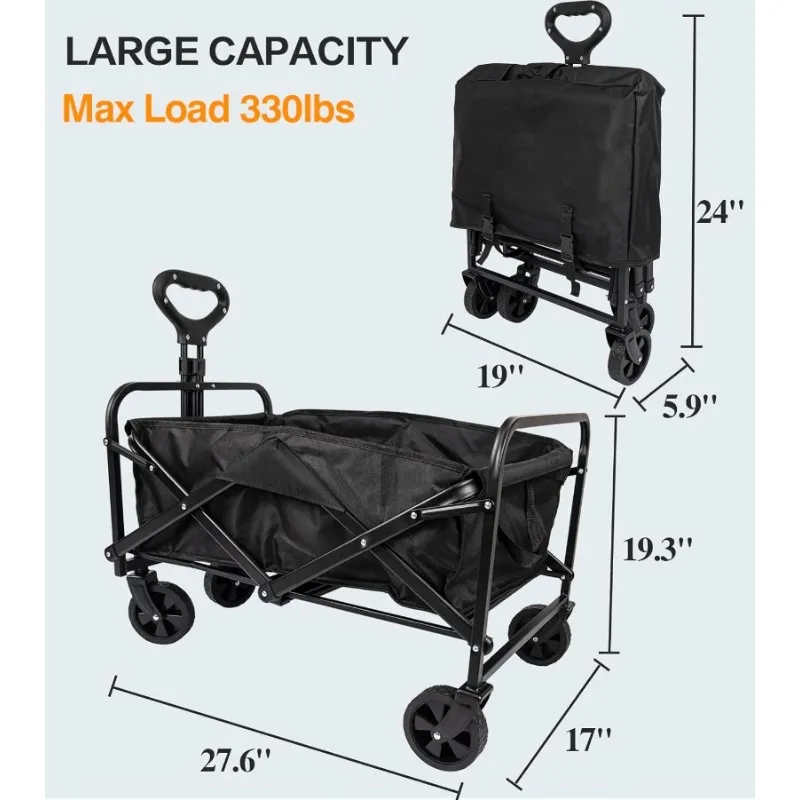 Heavy Duty Outdoor Utility Wagon Beach Wagon Grocery Wagon Camping Portable Garden Cart with All-Terrain Wheels