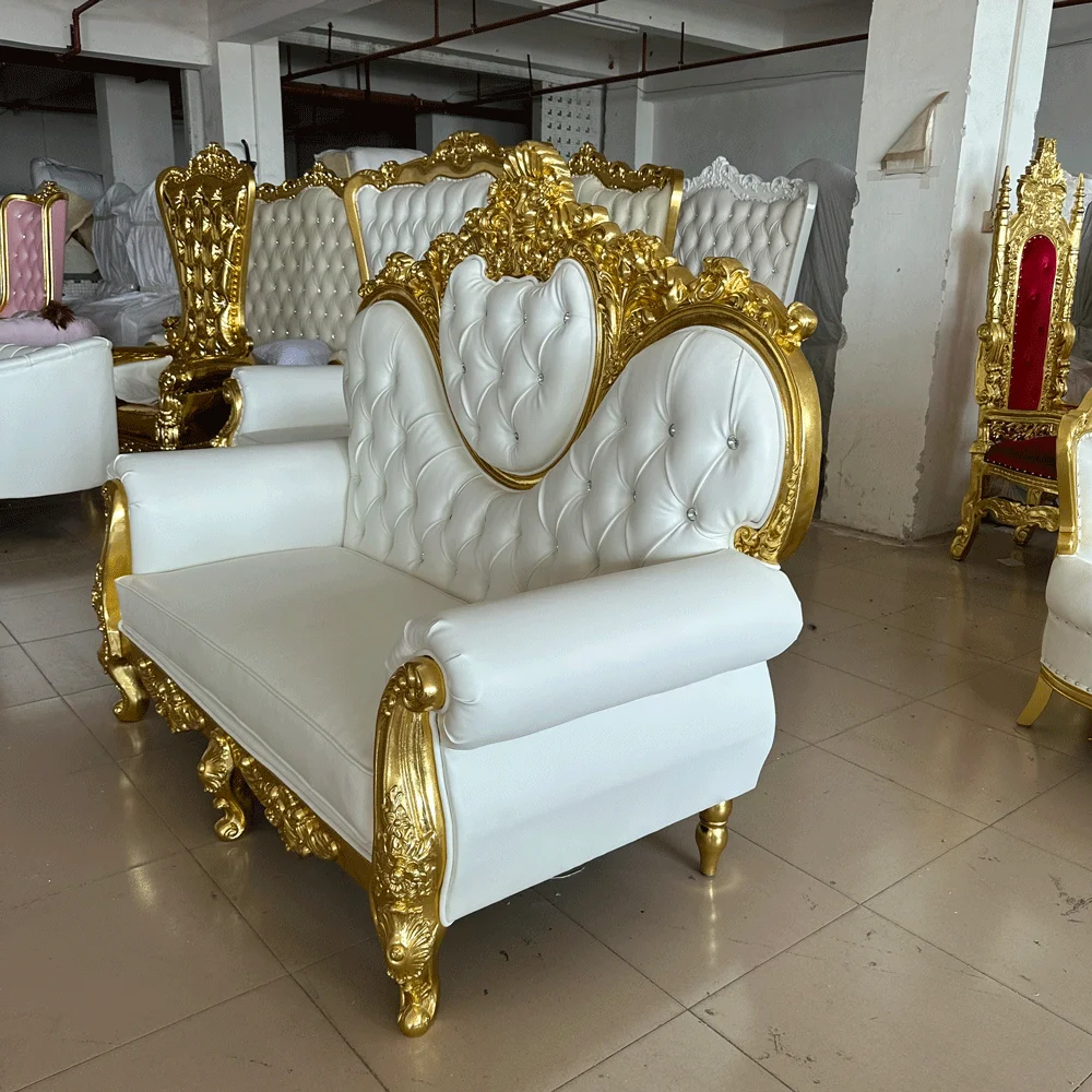 New Arrival Modern Leather King Throne Chair Two Seater Sofa for Bride and Groom for Wedding Events Hot Sale for Banquet Party