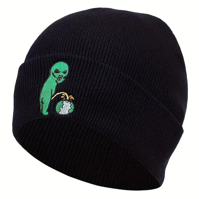 Unisex Alien Embroidery Beanies Autumn Winter Warm Hat Hip Cap Beanie Hat Caps for Women Men