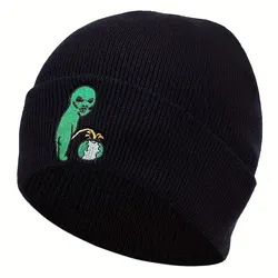 Unisex Alien Embroidery Beanies Autumn Winter Warm Hat Hip Cap Beanie Hat Caps for Women Men